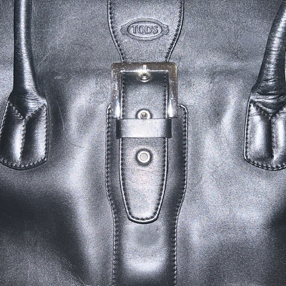 Authentic Tod’s Black Leather Weekender Shoulder Bag With Dust bag Vintage - Picture 5 of 11